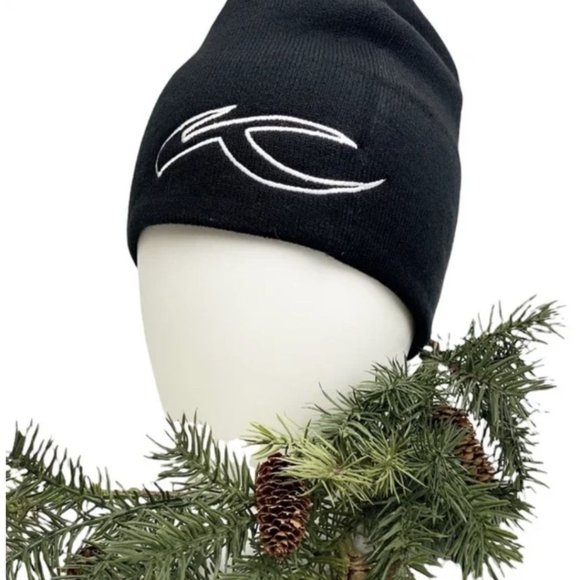 KJUS Embroidered Side Logo Black Knit Beanie